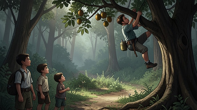 Care for The Littluns from "Lord of the Flies". Fruit Passed Down Simon helps the small boys reach ripe fruit in The forest and then walks alone to his hidden clearing.