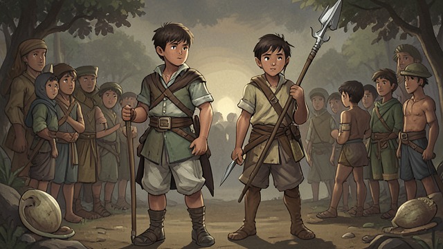 Two Claims to Leadership from "Lord of the Flies". A Contest Begins Jack Merridew claims the chief's role through school rank, while the boys choose Ralph.