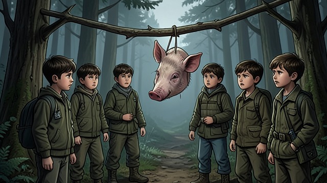 The Beast Is Worshipped from "Lord of the Flies". A Gift to The Beast Jack Merridew's hunters leave the sow's head on a stick as an offering to the creature they fear.