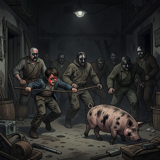 The Wild-Pig Hunt from "Lord of the Flies". This flow tracks hunting as a practical source of food that becomes an absorbing performance of power and violence.