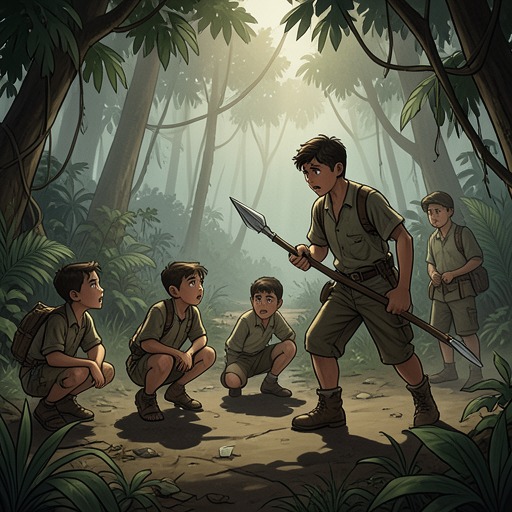 The Small Boys' Fragile World from "Lord of the Flies". This flow follows the younger boys from ordinary play through persistent fear and their eventual absorption into the tribe's violence.