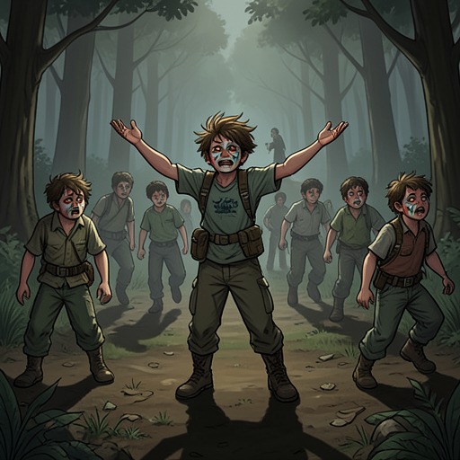 The Mask and the Tribe from "Lord of the Flies". This flow traces how face paint changes individual conduct and helps turn hunting into group identity.