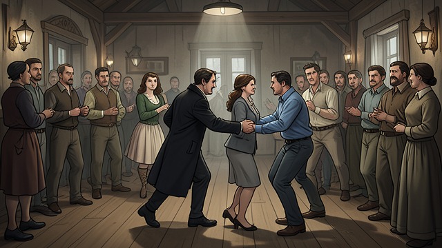 A Dance Becomes Confrontation from "The Peasants". A Dance Becomes Confrontation A public romance Antek and Jagna dance together in the inn, their intimacy visible to the crowd.