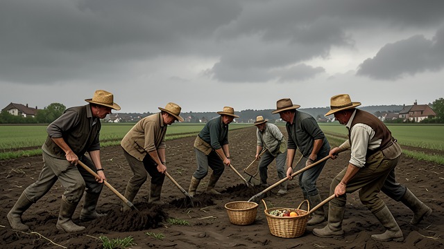 Neighbors Plow Together from "The Peasants". Neighbors Plow Together A gift of labor Men from neighboring villages arrive to help Lipce families work their fields for thanks rather than wages.