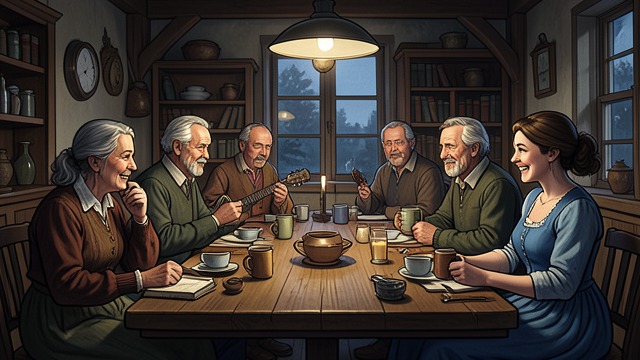 A Sunday Meeting Place from "The Peasants". A Sunday Meeting Place Rest and company On Sundays, villagers gather at the inn to hear music, drink, exchange news, and escape routine for a time.