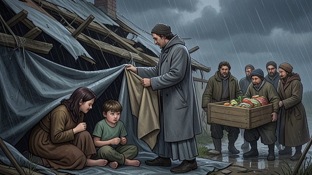 A Cottage Rebuilt from "The Peasants". A Cottage Rebuilt Disaster and displacement A storm destroys Weronka’s home, leaving her and her children without shelter.