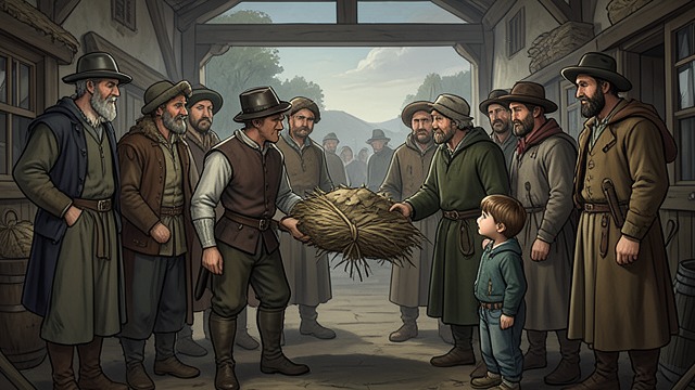 A New Arrangement from "The Peasants". A New Arrangement Bargaining for land The squire proposes land for the village, and young farmers see a chance to establish new holdings.