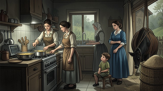 The Work of the Household from "The Peasants". The Work of the Household Labor behind the farm Women cook, milk, care for children, process crops, and manage animals while men decide property matters.