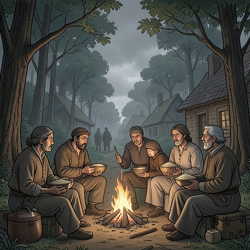 Poverty and Mutual Aid from "The Peasants". This thread follows seasonal scarcity, the village’s unequal access to help, and rare acts of neighborly support.