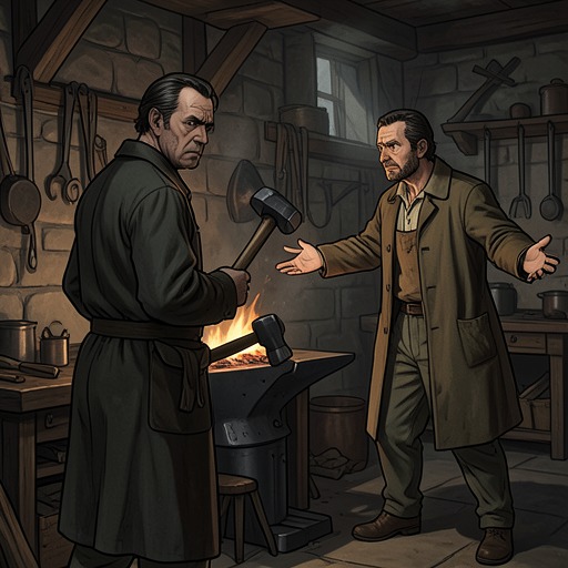 The Blacksmith’s Schemes from "The Peasants". This thread follows Michał the blacksmith’s shifting alliances and repeated attempts to profit from land disputes and family weakness.