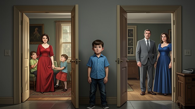 A Child Between Two Homes from "Moving". A Child Between Two Homes A divided home life After Dickie leaves Barbara for Edwina, Lucas is carried between River Walk and Kennington Road.