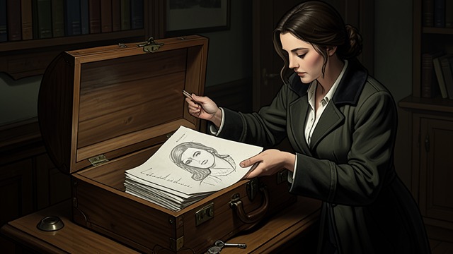The Box Behind the Picture from "Moving". The Box Behind the Picture A recovered portrait Edwina opens Charlie’s locked trunk after recognizing the combination.