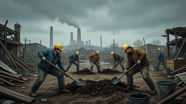 Shovels Against Atoms from "Voices from Chernobyl". Shovels Against Atoms Manual Labor Crews removed soil, cleaned buildings, and buried contaminated material with ordinary tools.