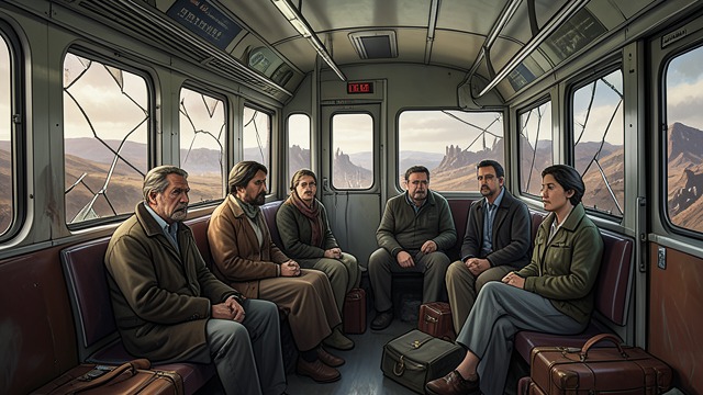 The Train North from "Voices from Chernobyl". The Train North Leaving Under Threat The family traveled toward Belarus amid broken windows, hostility, and fear.