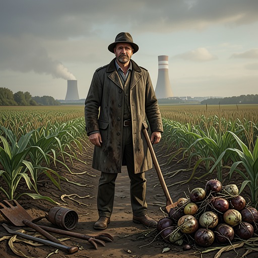 Food Under the Fallout from "Voices from Chernobyl". This flow traces how contamination entered ordinary food and how economic need, official production targets, and incomplete information shaped what people ate.