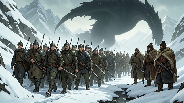The Mountain Campaign Falters from "Fire & Blood". The North Road Fails Snow and Ambush Ser Robert Rowan’s army is slowed by deep snow and attacked by mountain clans.