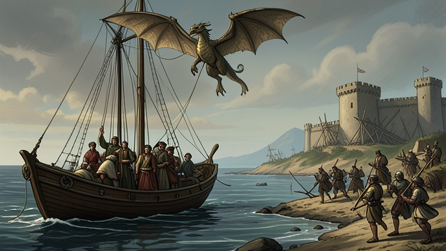 The Blackwater Landing from "Fire & Blood". Aegon’s Landing A Foothold Aegon and his sisters land beside the Blackwater Rush and raise a rough fort on the highest hill.