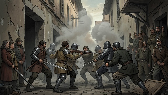 A Riot Breaks Out from "Fire & Blood". Order Collapses Streets Become Battlegrounds Rioters attack shops, officials, and guards. The City Watch struggles to restore order amid fear and anger.