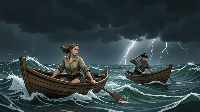 Arrest in the Storm from "Where the Crawdads Sing". The Pursuit A Narrowing Net Kya tries to escape by boat as the sheriff and other vessels close around her in rough weather.