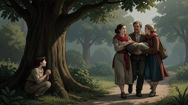 The Quarry Garden Confession from "Hallowe'en Party". A Secret Witnessed What Miranda Saw While watching squirrels from a tree in Quarry Garden, Miranda sees a man and a woman carrying an injured woman along a…