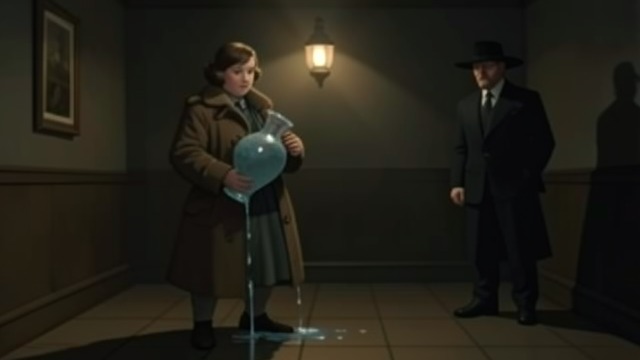 The Broken Vase Account from "Hallowe'en Party". A Witness Misled What Whittaker Saw Elizabeth Whittaker reports that Rowena Drake appeared startled while carrying a water-filled vase above the hall.