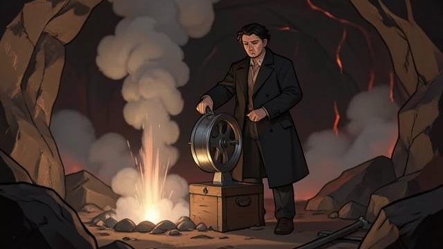 A Valve Turned Closed from "You Only Live Twice". A Valve Turned Closed Remembering the device Bond recalls the control wheel in the Question Room and returns to the volcanic chamber.