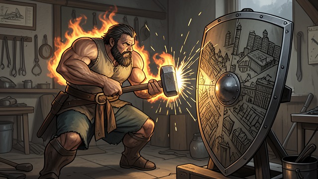 The Shield’s Wealth from "Aeneid". The Shield’s Wealth Craft Vulcan builds the shield from precious metals and disciplined labor.