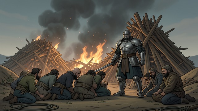 Aeneas’s Captives from "Aeneid". Aeneas’s Captives Fury Aeneas captures enemies and kills them in honor of Pallas, briefly suspending ordinary mercy.