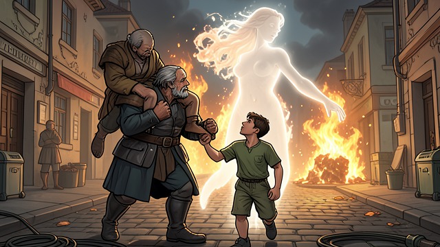 Flight with Anchises from "Aeneid". Flight with Anchises Burden Aeneas carries Anchises while leading Ascanius through burning streets.
