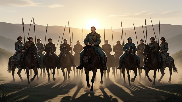 The Young Commander from "Aeneid". The Young Commander Training Ascanius leads the mounted youth in ceremonial maneuvers during the funeral games.