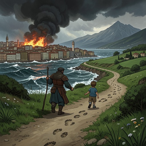 The Trojan Road to Italy from "Aeneid". This flow traces Aeneas from the destruction of Troy through exile, prophecy, loss, and the eventual seizure of an Italian future.