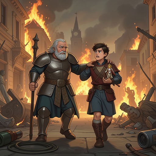 Aeneas and Anchises from "Aeneid". This flow traces the father-son relationship from conflict over exile to ritual memory, death, and posthumous guidance.