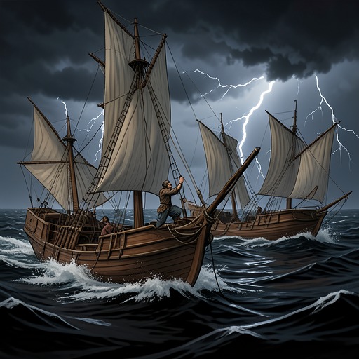 The Sea as Trial from "Aeneid". This flow follows the sea voyages as repeated tests of navigation, faith, loss, and dependence on divine protection.