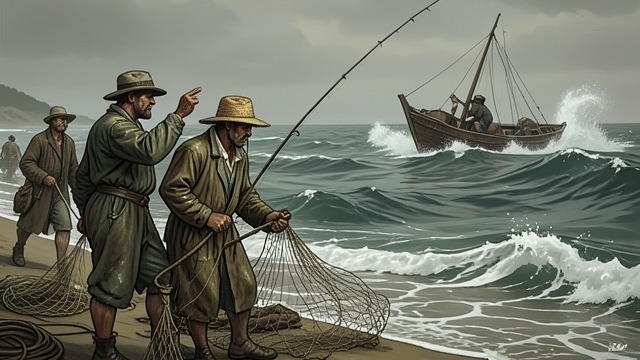 A Day Outside Together from "One Flew Over the Cuckoo's Nest". A Day Outside Together Cooperation at Sea The patients share the work of fishing, follow George's expertise, and help one another through the boat's dangers.
