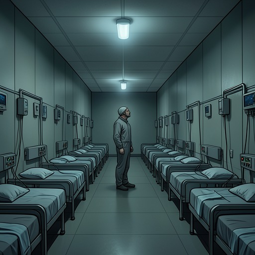 The Institutional Machine from "One Flew Over the Cuckoo's Nest". This flow tracks Chief Bromden's vision of the Combine through the ward's routines, punishments, and eventual disruption.