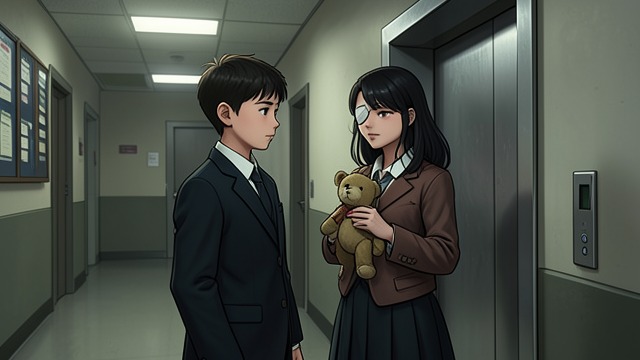 The First Recognition from "Another". Seeing the Unseen Girl Hospital Encounter Koichi Sakakibara notices Mei Misaki near the hospital elevator carrying a doll.