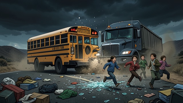 The 1987 Tragedy from "Another". Death Beyond the Town The Bus Collision A class trip leaves the geographic range of Yomiyama, but a truck crashes into the Class 3 bus near the edge of town.