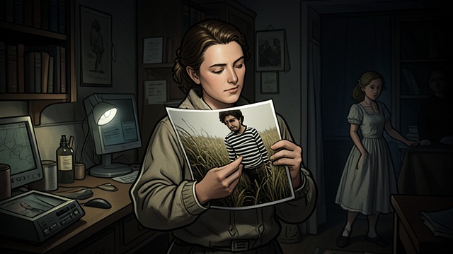 The Striped Figure from "Turtles All the Way Down". The Striped Figure An image in sequence The camera's pictures show wildlife before revealing a man in a striped nightshirt at 1:01 a.m.