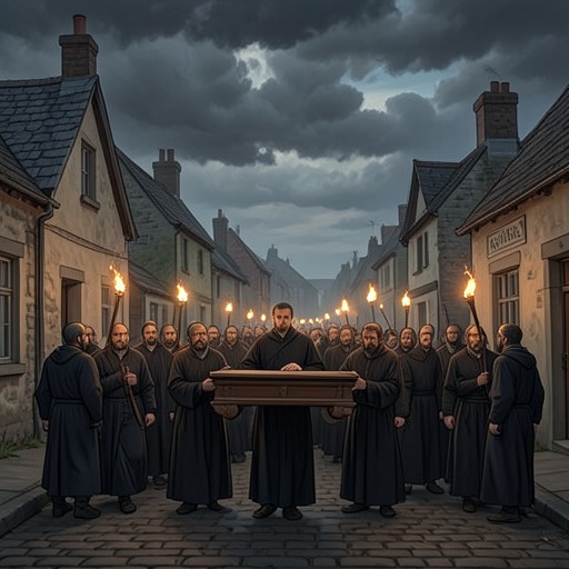Death and Social Renewal from "The Canterbury Tales". This flow follows death from private catastrophe to public ritual, showing how communities use mourning to rebuild continuity.