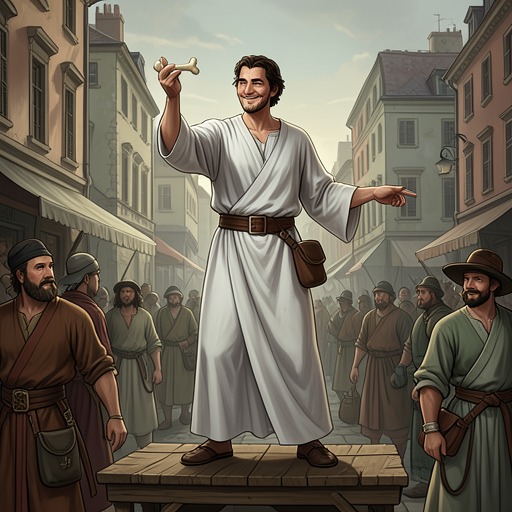 The Pardoner’s Commercial Gospel from "The Canterbury Tales". This flow follows the Pardoner’s exposure of his own fraud and the way his moral tale becomes another act of commercial preaching.