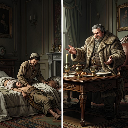 The Clerical Double Standard from "The Canterbury Tales". This flow compares religious offices that serve communities with offices that exploit them, exposing corruption through contrast.