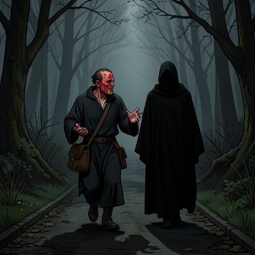 The Moral Descent of the Summoner from "The Canterbury Tales". This flow traces how the Summoner’s professional corruption becomes a pact with the Fiend and finally an infernal sentence.