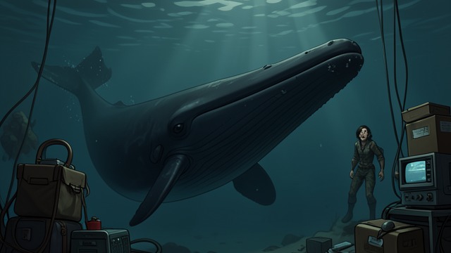 A Living Leviathan from "The Whale". Encountering the Real Animal An enormous presence A sperm whale approaches Hoare in deep water and fills his vision with its immense head and slowly moving…