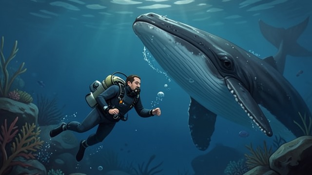 A Whale in the Azores from "The Whale". Entering the Whale’s Element An urgent launch João Quadresma sends Hoare into the Atlantic before he can fully prepare.