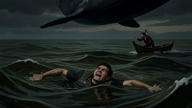 The Whale Is Located from "The Whale". Guidance Across the Surface A difficult orientation Hoare cannot readily tell left from right as he swims, and the whale appears out of the darkness without…