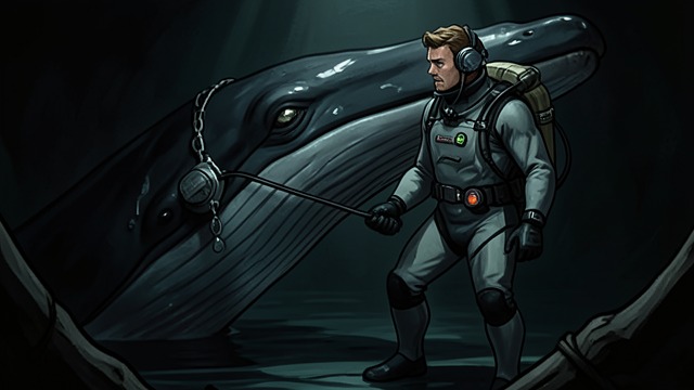 Recognition Without Speech from "The Whale". A Meeting of Mammals An appraisal The whale turns toward Hoare, who realizes that its eyes may not be able to see him in the way he expects.