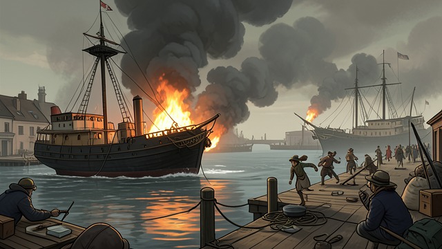 Fire and New Competition from "The Whale". The Island Loses Ground A harbour problem Larger ships struggle with Nantucket’s shallow, silting harbour, while New Bedford offers easier access.