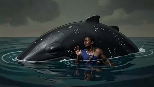 Acceptance of the Encounter from "The Whale". A Human in the Whale’s World A close appraisal A sperm whale approaches Hoare underwater, clicks through the water, and then passes him.