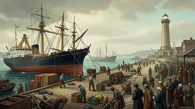 The Port and the Water from "The Whale". A City Oriented Toward the Sea Commerce at the edge Southampton’s docks and shipping routes make the water a source of work and movement.