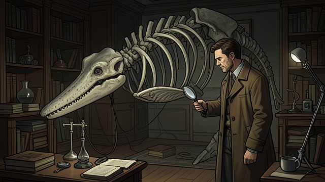 Beale’s Examination from "The Whale". Bones Made Legible A rare specimen Thomas Beale studies the skeleton at Burton Constable, using it to describe the structure of the sperm whale in unusual…